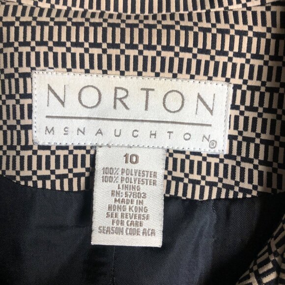Norton McNaughton Blazer Womens Size 10 Tan Black Zipper Pockets Lined Jacket - Picture 5 of 6